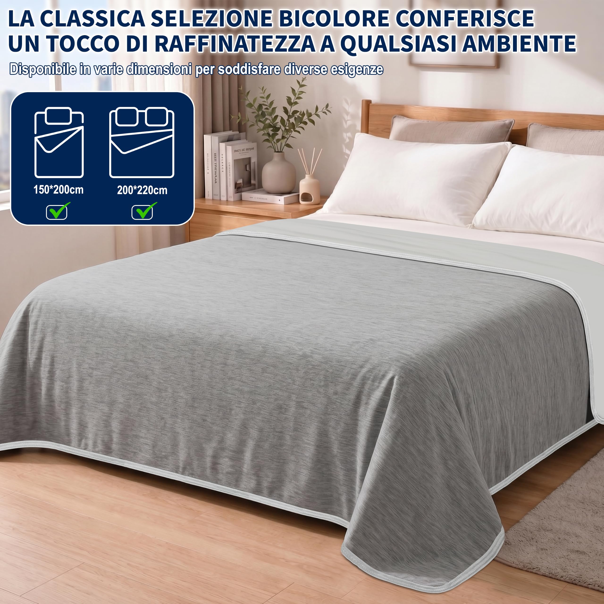 IEEILULU Coperta Rinfrescante 200 x 220 cm, 2 in 1 Doppio Lato Estate, Arc-Chill Q-Max>0.4, Coperta con Sacca di Riordino, Regali d'Estate
