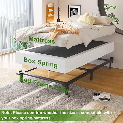 Miniatura 4 de EMODA 7 Inch Twin XL Bed Frames Base for Box Spring and Mattress, 6 Legs Support Sturdy Metal Platform Tool-Free and Easy Assembly, Black