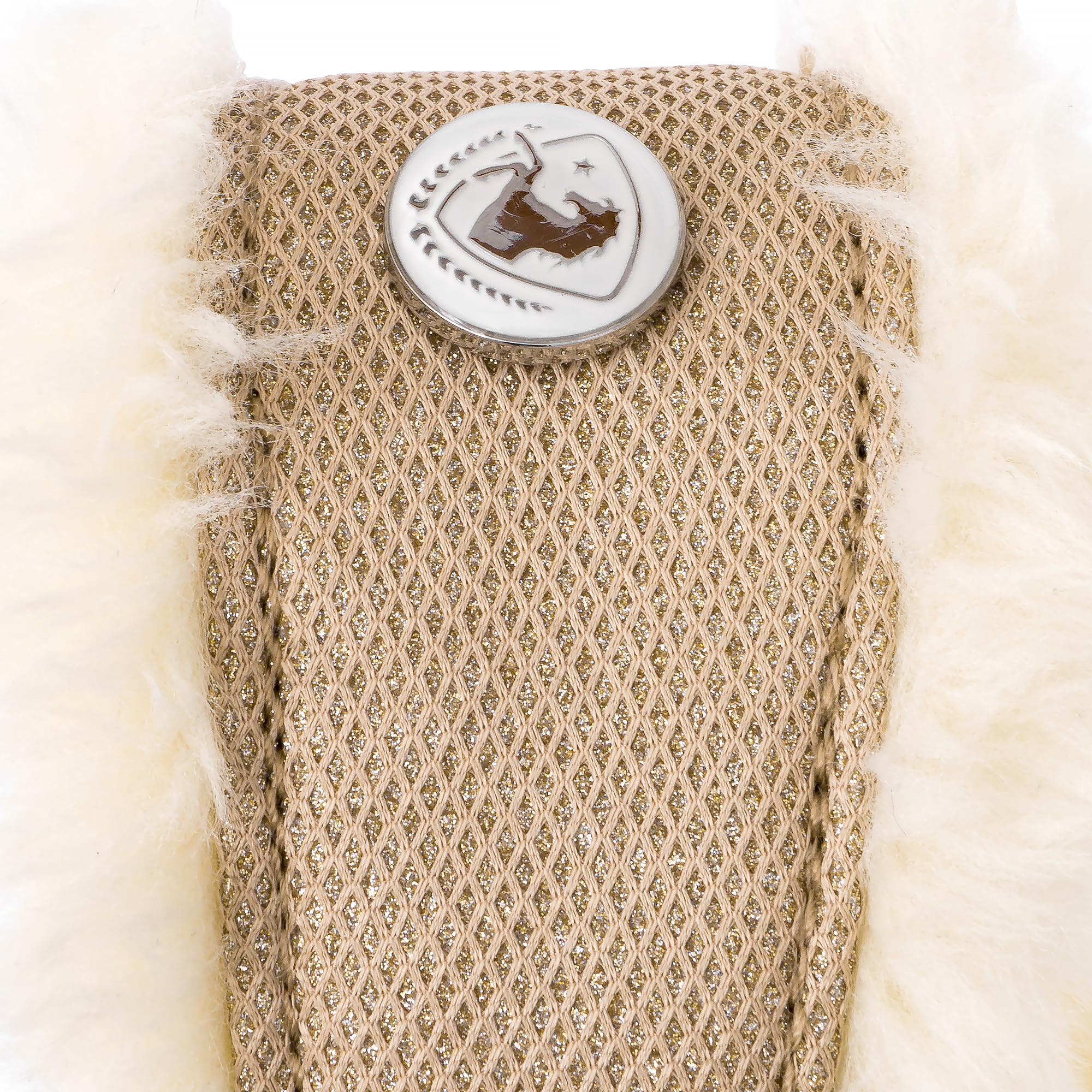 Glitzer Mesh Kopfgeschirr – Verstellbares Halfter für Pferde mit Fauxfur Polsterung – Komfortabel, Atmungsaktiv & Stilvoll - Rotterdam (Beige, Pony)