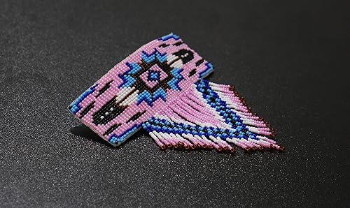 Miniatura 4 de Pinzas para el cabello con cuentas Colección hecha a mano estilo nativo americano (rosa bebé)