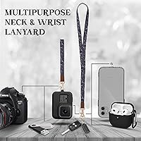 Vista 90 de Soporte de tarjetas de ID 2 en 1, cartera chica multiusos, correa de muñeca extraíble, cordón para cuello, ventana clara, 5 ranuras, para teléfono