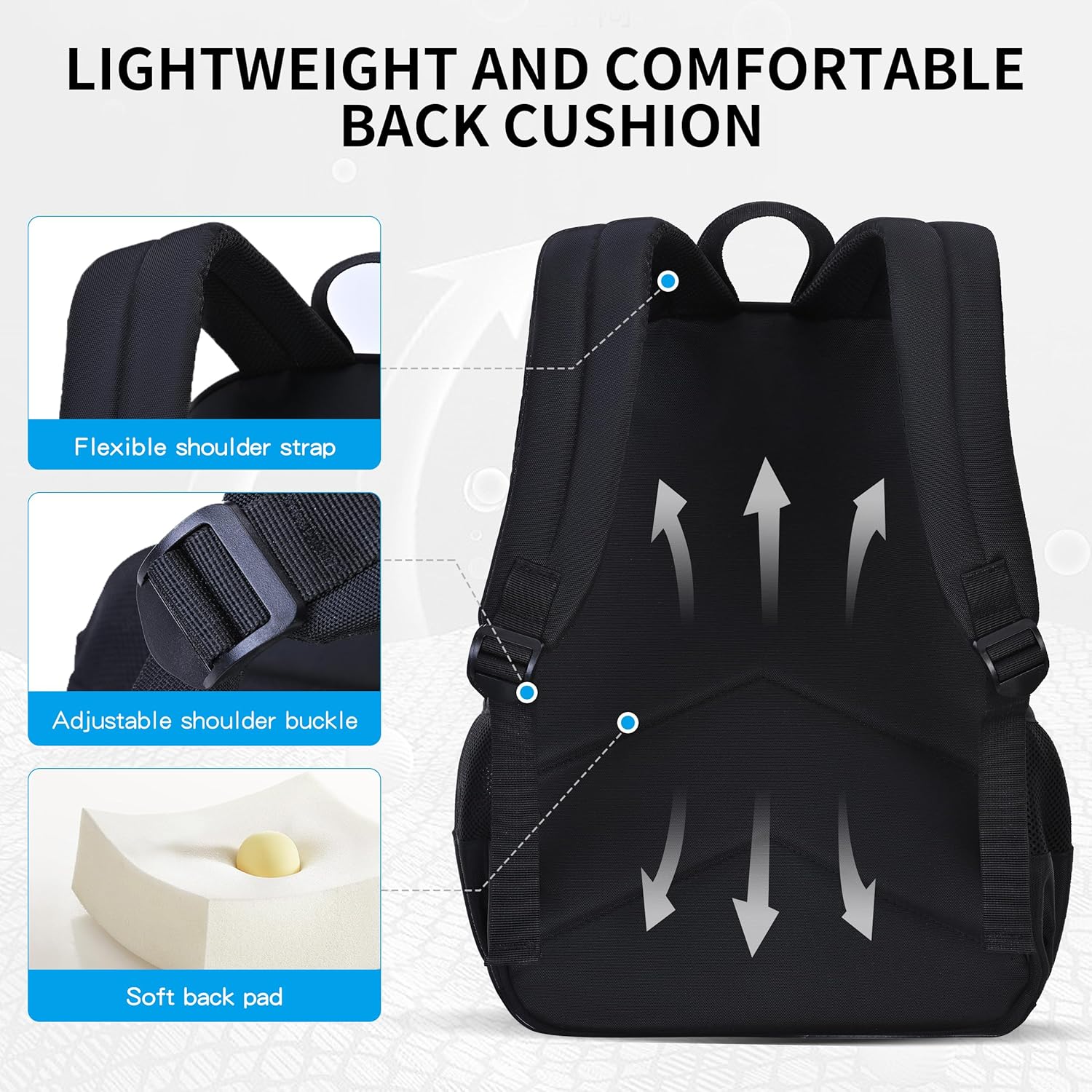 girl transparent casual rucksack,women's water-proof light packsack,black junior high school, high school and college schoolbag,Suitable for 15.6-inch computer backpack. - Image 5