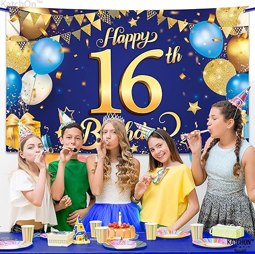 Miniatura 8 de KatchOn, Pancarta de oro rosa con el número 16, extra grande, 72 x 44 pulgadas, pancarta de cumpleaños número 16, decoraciones de cumpleaños de 16