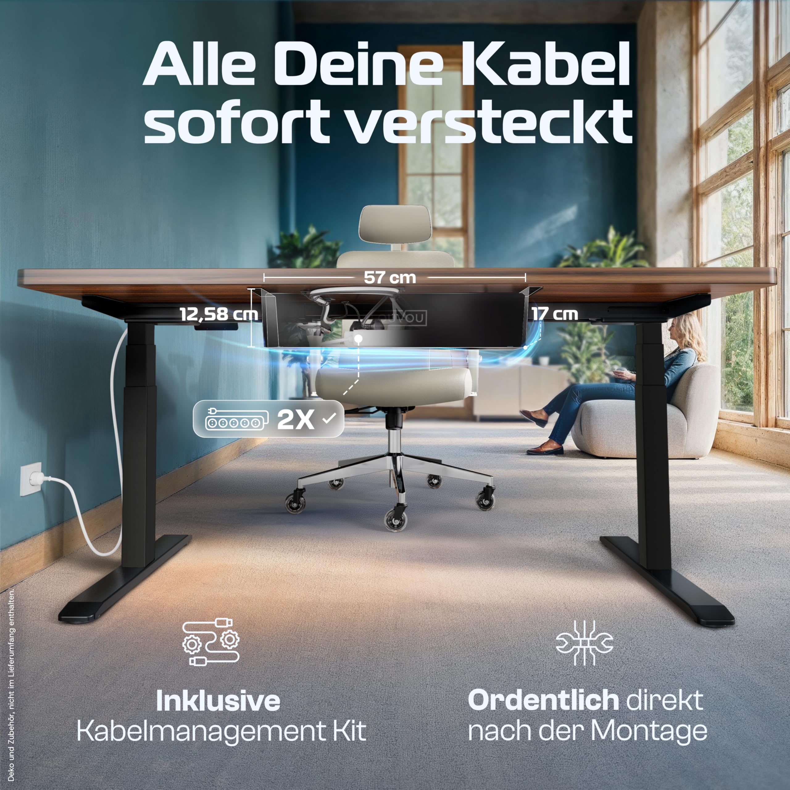 CLOUVOU MasterDesk Höhenverstellbarer Schreibtisch elektrisch 140x70cm [TESTSIEGER] Dual-Motor Schreibtisch höhenverstellbar elektrisch | Elektrischer Schreibtisch mit Memory, 2X USB & Kabelversteck