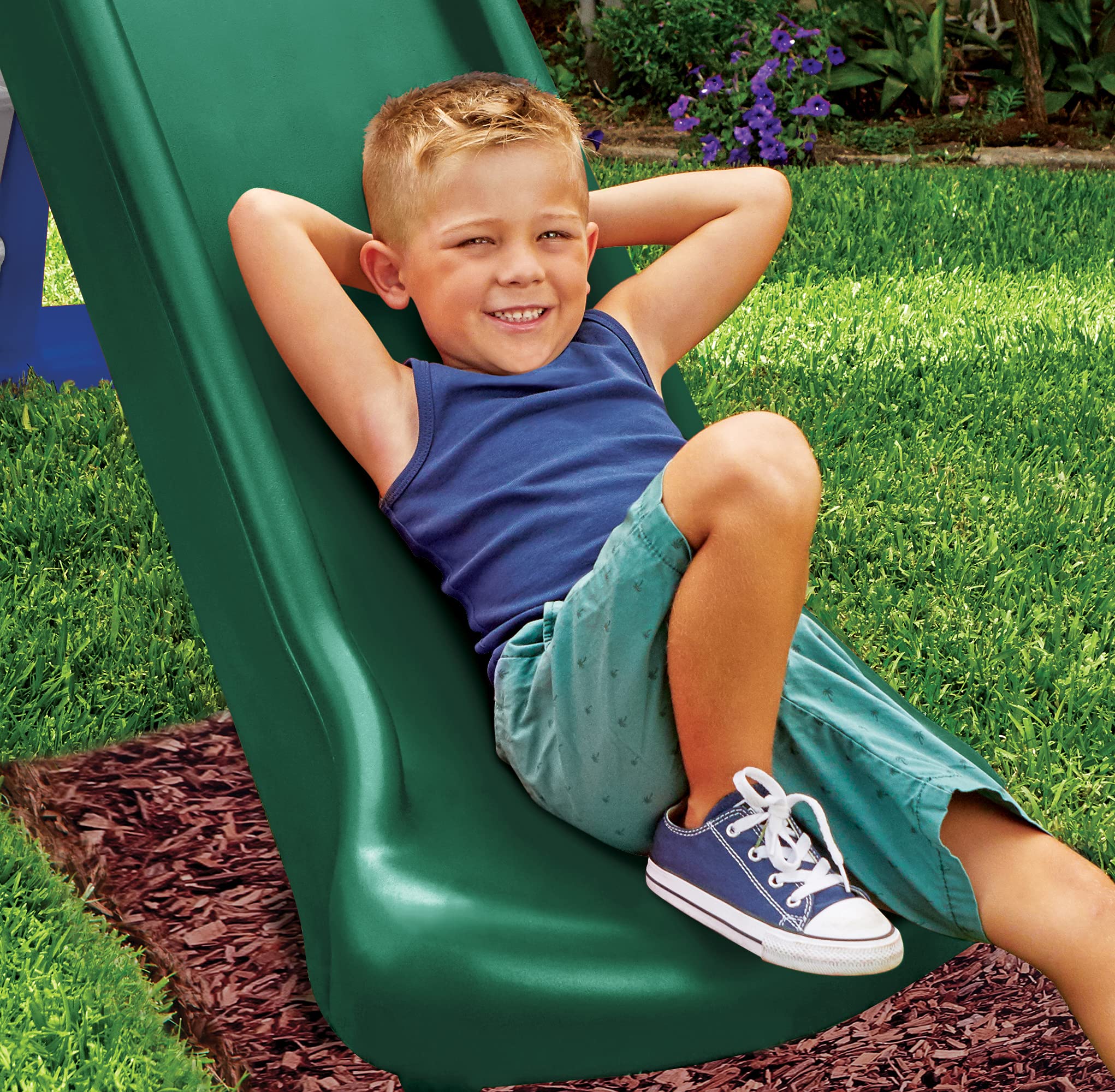 little tikes Easy Store Giant Slide - Rutsche für Kinder - Eingebaute Handläufe, breite stabile Basis - Für Kinder ab 24 Monaten bis 6 Jahren