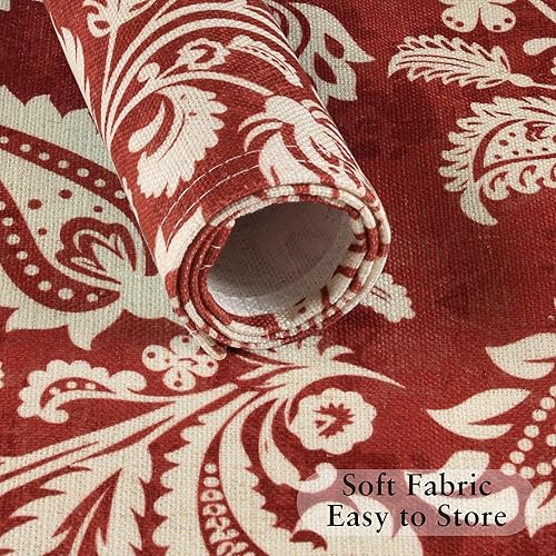 Miniatura 6 de LilyCat Juego de 6 manteles individuales de tela de lino con estampado floral de cachemira roja, duraderos, bohemios, para cocina, rústico, vintage,