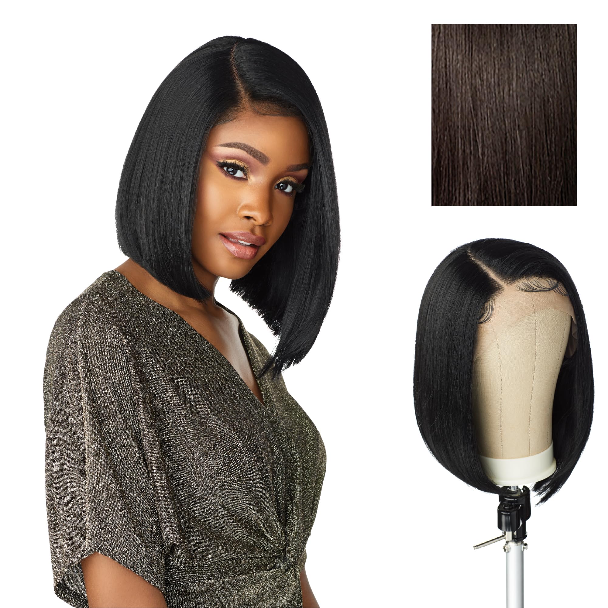 Sensationnel Butta Lace Wigs - Unit 1 Extra Wide 5 Inch Deep Parting Synthetic Preplucked Hairline Glueless Lacefront (2 DARKBROWN)