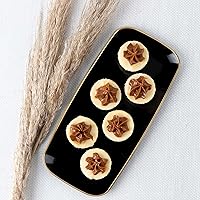 Vista 2 de Plasticpro Plastic Serving Trays - Serving Platters Disposable Party Dish White, (4, Round Black Tray with Gold Rim)