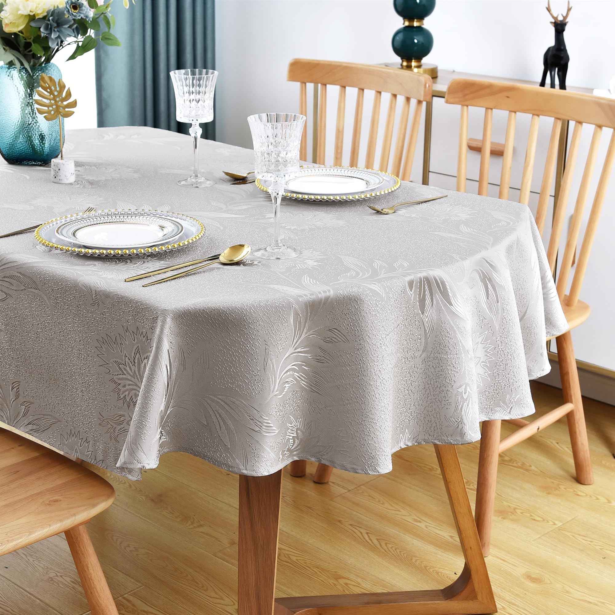 Virtumob Oval Bird Floral Tablecloth,Green French