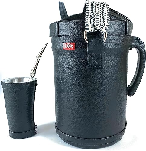 Miniatura 3 de Kit Yerba Mate Tereré Luk Termos, Artesanía Paraguaya Negro Básico con Faja | Set Tereré Termo + Bombilla + Vaso guampa