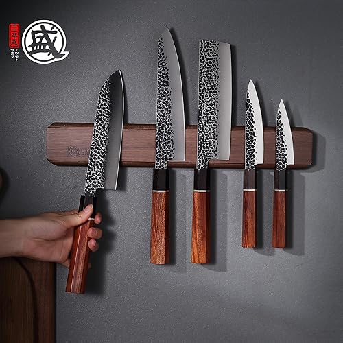 Miniatura 8 de MITSUMOTO SAKARI Tiras magnéticas japonesas para cuchillos de 20 pulgadas, tira magnética para cuchillos y herramientas de cocina, soporte magnético