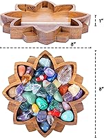 Vista 2 de Curawood Bandeja de exhibición de cristal Lotus – Muestra tus gemas, piedras curativas y tesoros – Cuenco de madera para rocas de 8 x 8 pulgadas