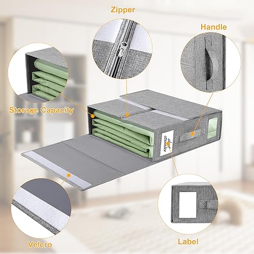 Miniatura 4 de coastal rose Paquete de 2 organizadores plegables de sábanas para armario de lino, cubos de sábanas, organizadores y almacenamiento, caja de