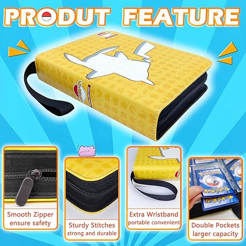 Miniatura 4 de VWAHNANA Card Binder for Pokemon Card Binder, 400 Pockets Card Holder Binder, 4 Pocket for Pokemon Trading Cards in 50 Card Sleeves, for PTCG Card