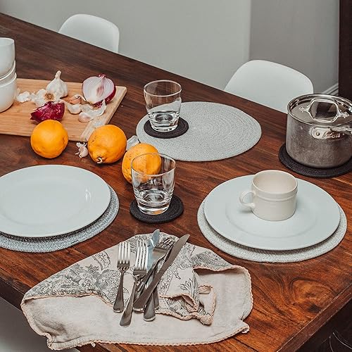 Miniatura 7 de OrganiHaus Juego de 3 salvamanteles grises para platos calientes para proteger la mesa, almohadillas calientes para encimeras, almohadillas