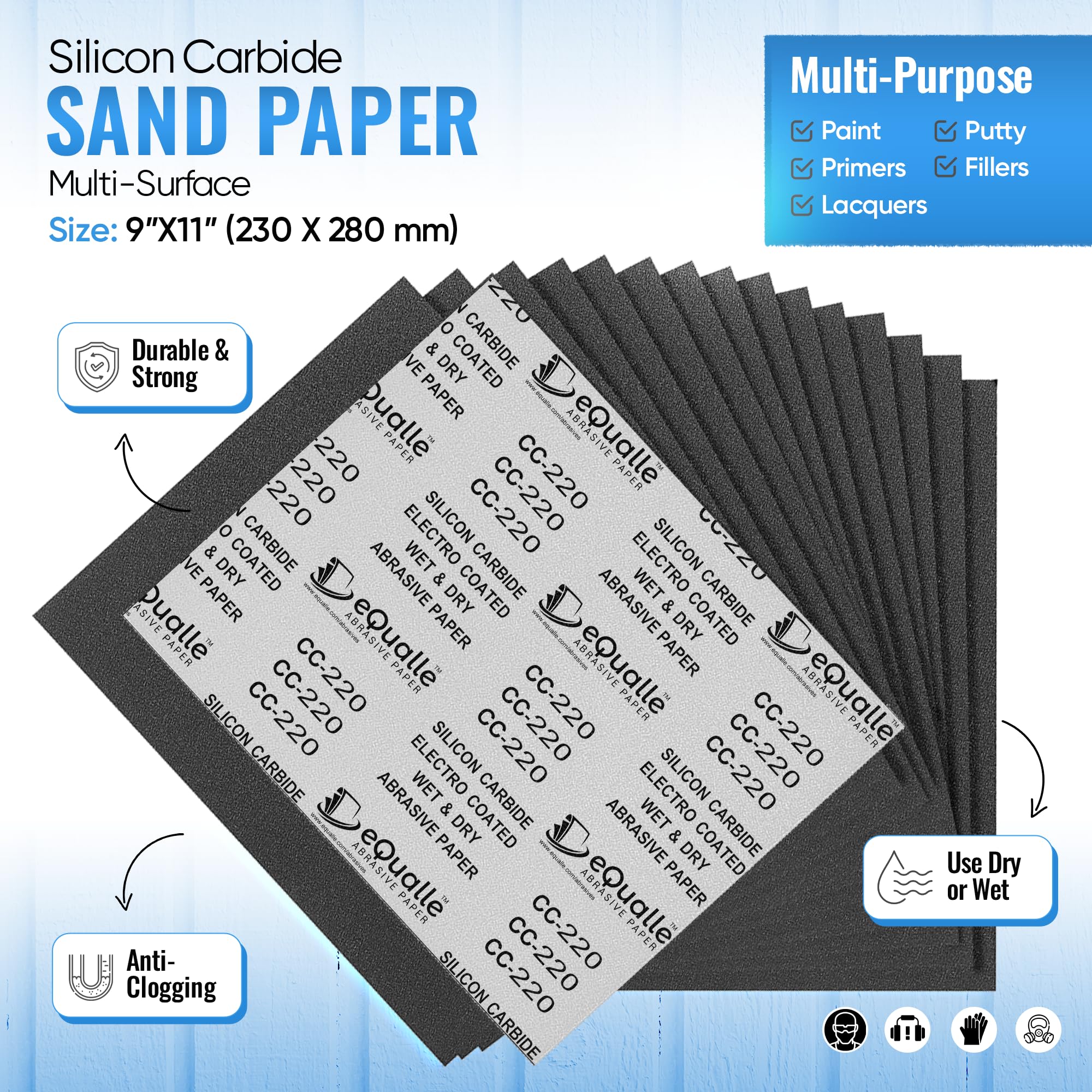 Papel abrasivo | 50 hojas | Grano 600 | Super fino | 9" x 11" | Papel de lija impermeable