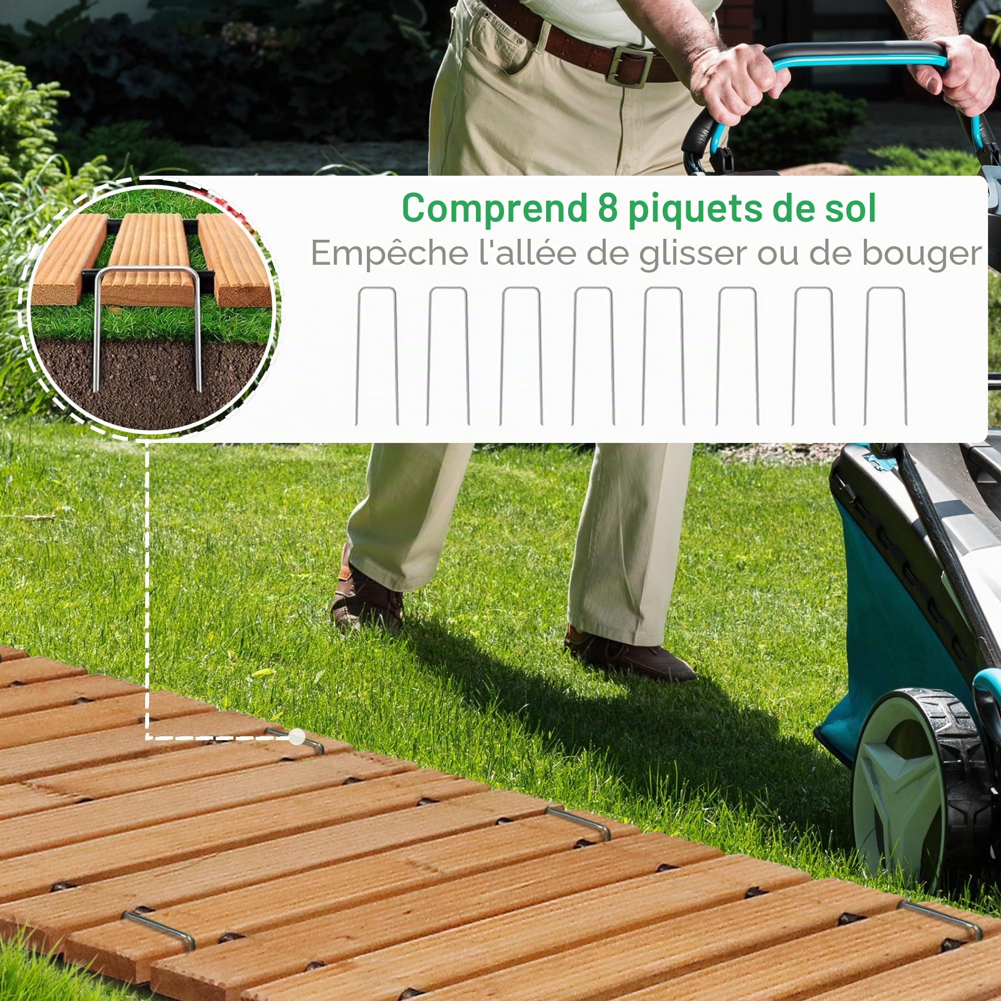 RELIANCER Allée de jardin en bois, allée droite en cèdre, allée de terrasse, allée décorative de jardin, allées de terrasse, allées de plage, routes en bois de plage, allées de fête de mariage (2,4 m)