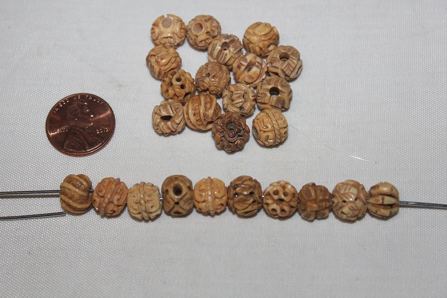 Exclusive Bone Beads - Hand Crafted & Carved - Mix 8 to 10 Patterns - 20-25 - 50 Beads Per Pack (15 mm (25 Beads))