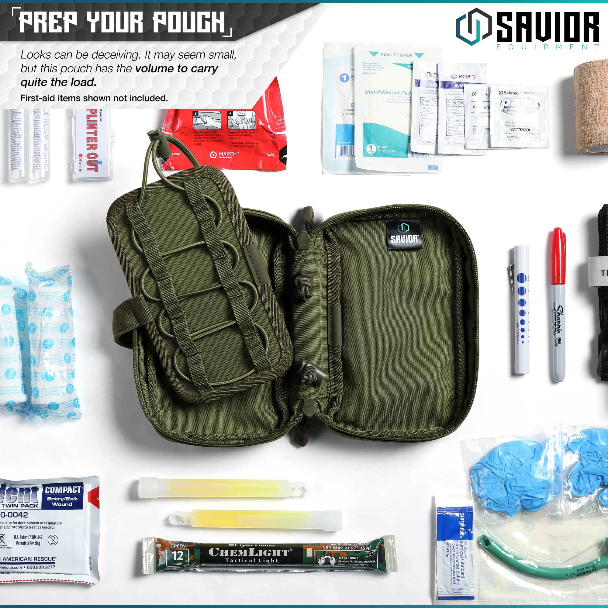 Savior Equipment IFAK Buddy - Kit táctico de primeros auxilios, bolsa Molle, bolsa de emergencia EMT, organización de suministros médicos, bolsa de viaje de supervivencia al aire libre, se fija a la