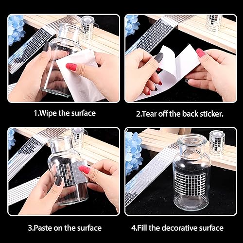 Vista 76 de PP OPOUNT -9,440 hojas de mosaicos de espejo autoadhesivos, de 13/64 x 13/64 de pulgada, de color plateado, de espejos, cuadradas y de vidrio