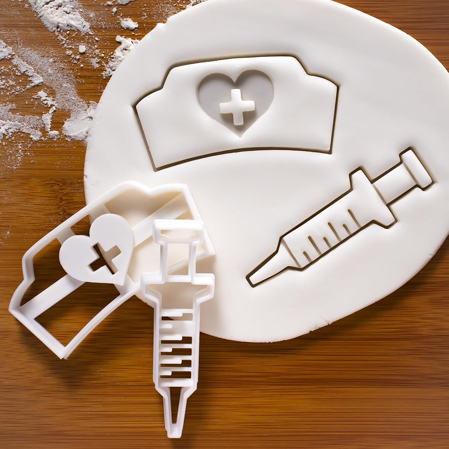 Set of 2 Nursing themed cookie cutters (Designs: Nurse and Syringe), 2 pieces - Bakerlogy