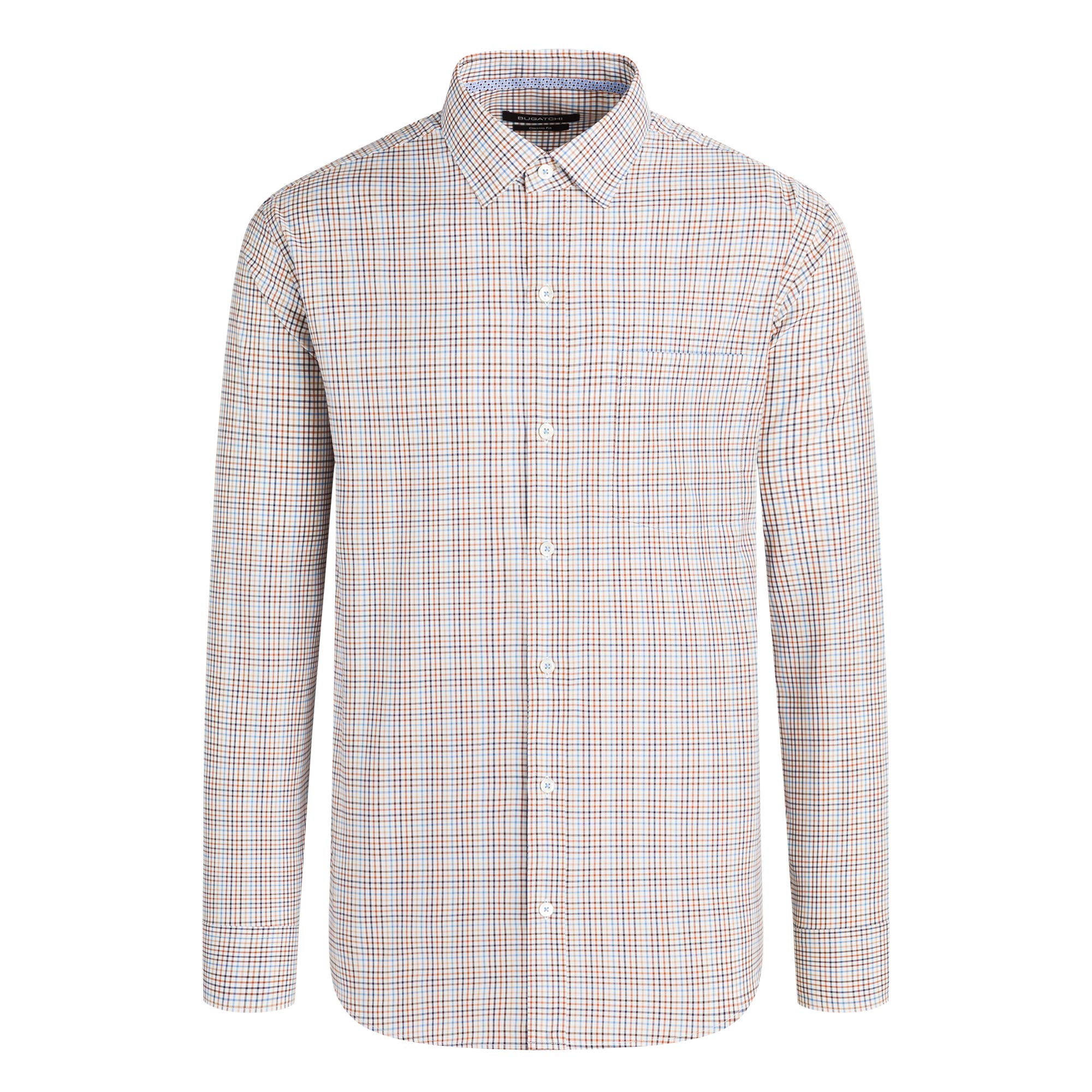 Bugatchi Men's Long Sleeve Small Point Collar Classic Woven