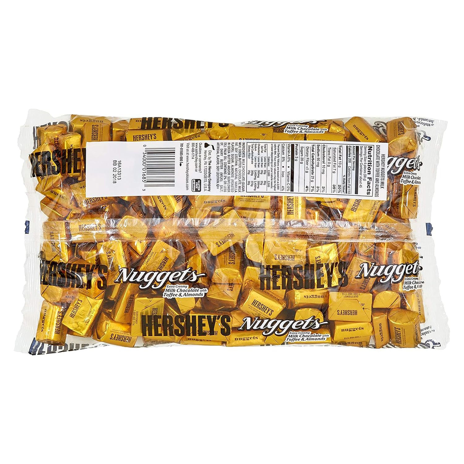 HERSHEY'S Nuggests Extra Creamy Milk Chocolate Candy, Bag toffee, Toffee and Almonds, 60 Ounce