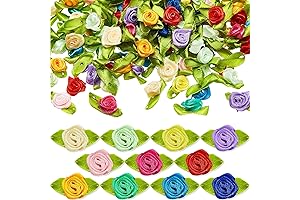 300 Pcs Ribbon Flowers for Crafts - Small Artificial Fabric Flowers with...