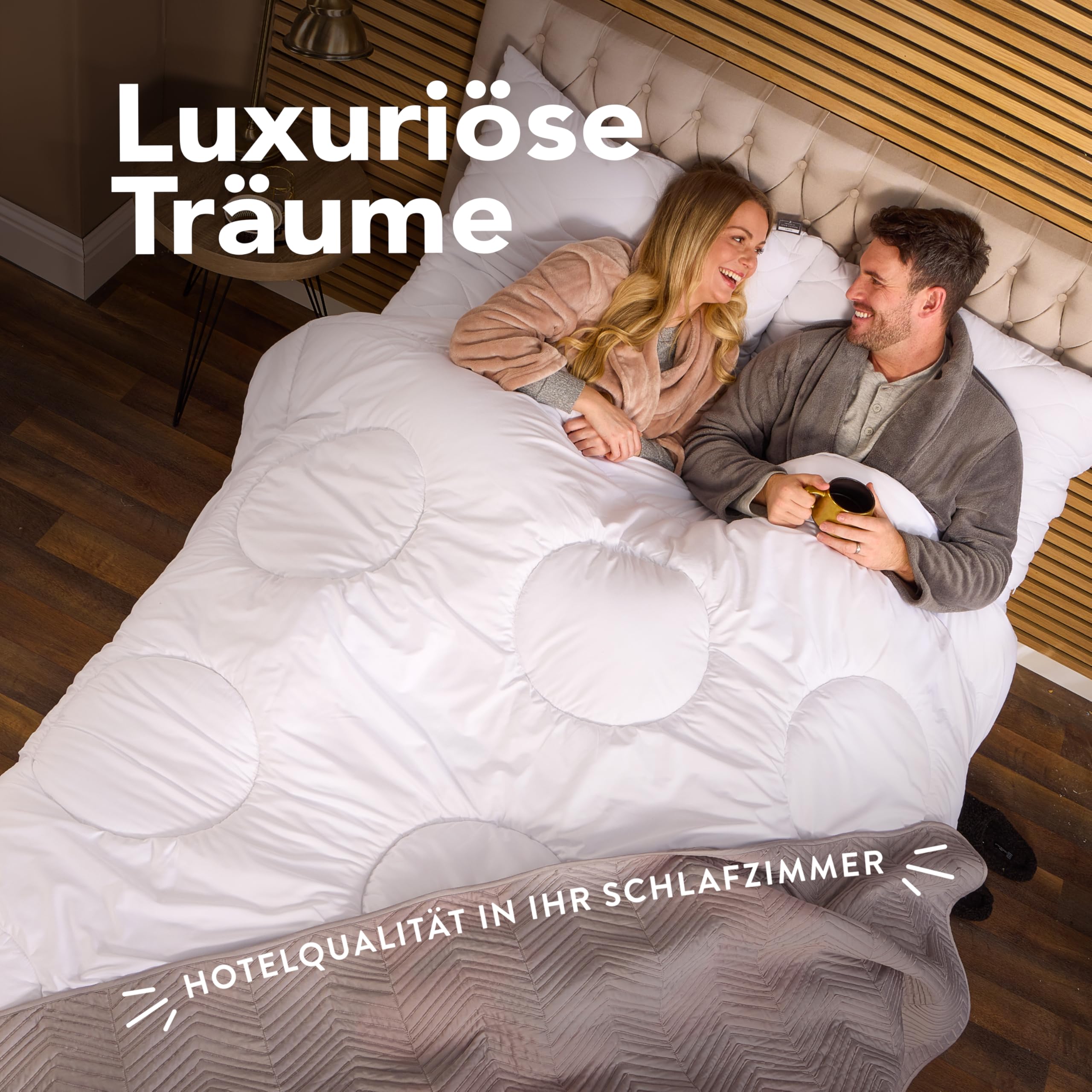 John Cotton NightCloud Bettdecke 200x220 - Premium Klasse Steppdecke für Allergiker | Oeko-Test Zertifiziert Bettdecken | Ideal Schlafdecke für Frühling & Herbst | Weiche Microfaser Decke | Weiß
