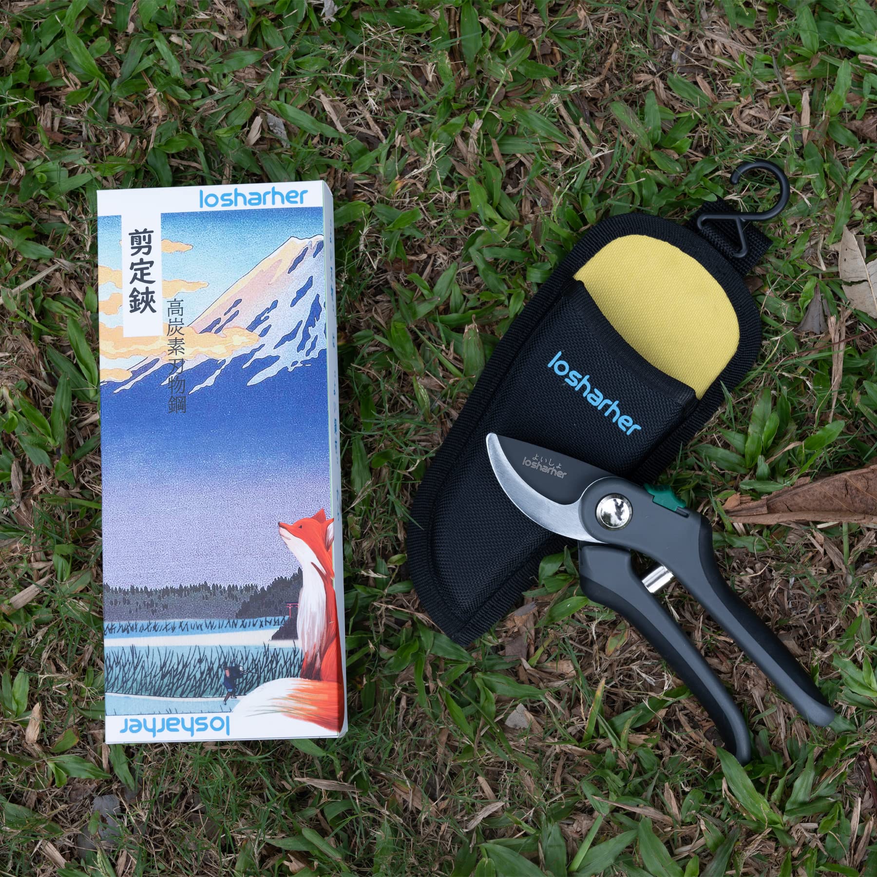 LOSHARHER プロ仕様の剪定ばさみ、超切れ味と耐久性、高炭素刃物鋼剪定