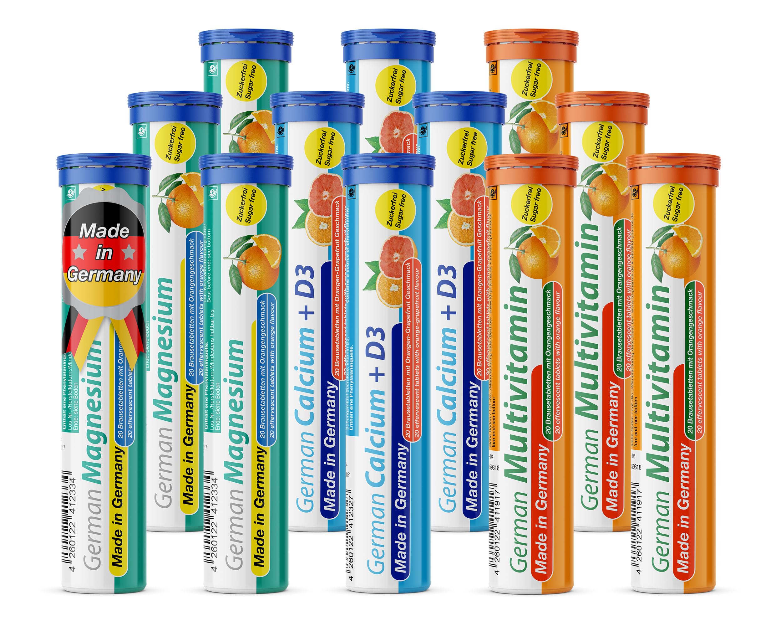 T&D German Elektrolyt Mix 240 pastillas efervescentes sabor naranja magnesio calcio sin azúcar