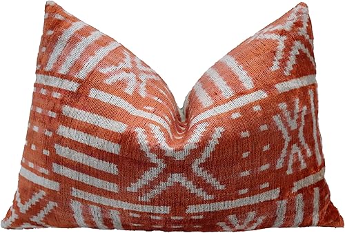 CANVELLO Almohada decorativa hecha a mano con relleno de plumón diseño geométrico color cobre funda de cojín de seda de terciopelo suave para sala