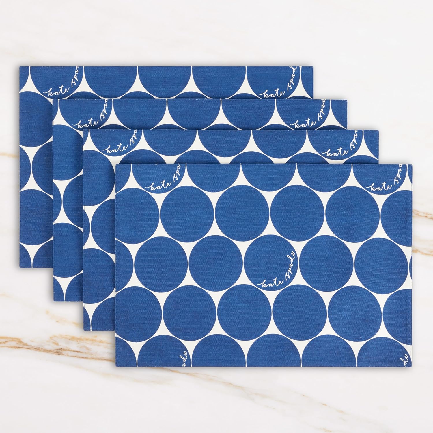 Blue and White Cotton Reversible Retro Placemats Set of 4