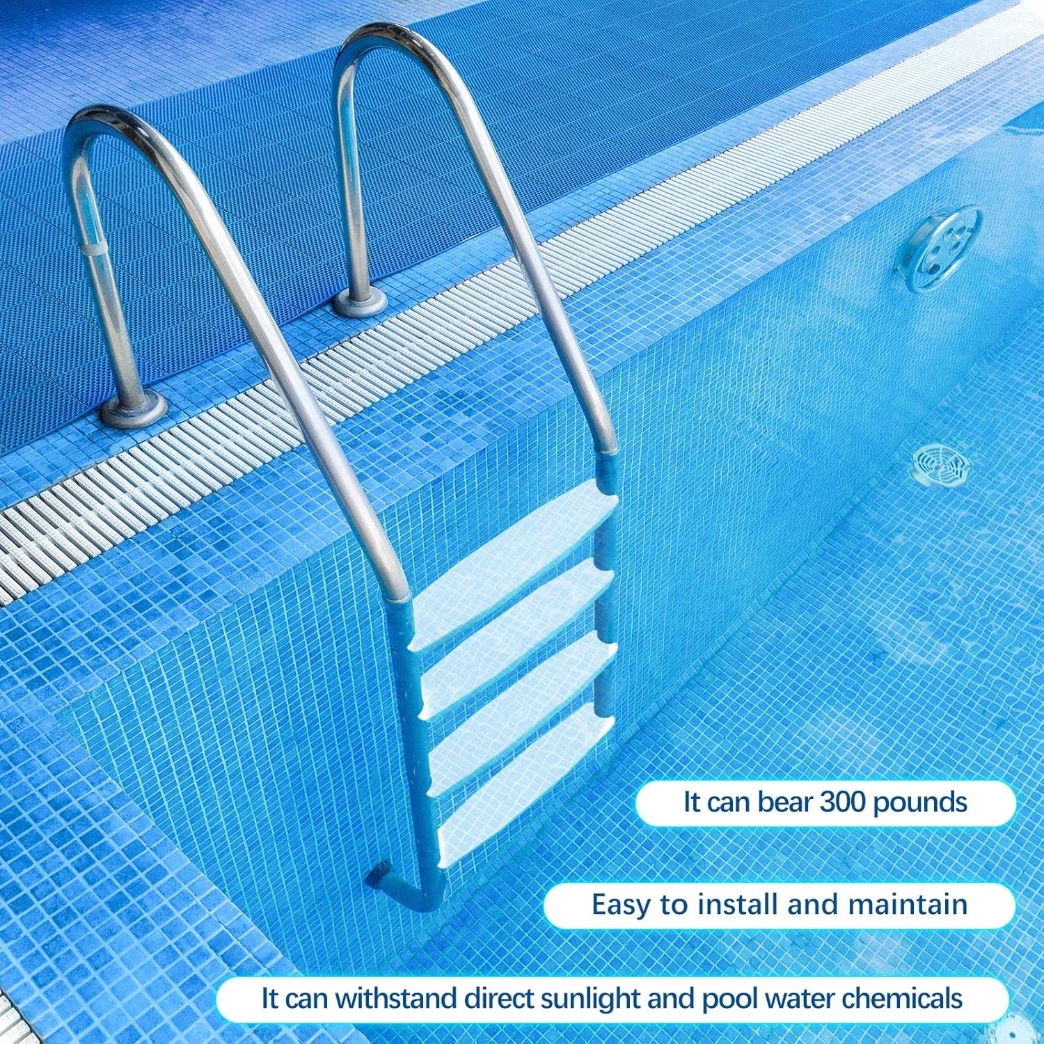 Wettarn 3 Set 18 Inches Pool Ladder Steps Universal Swimming Pool Ladder Pedal Set Molded Plastic Swimming Pool Ladder Rung Step with Stainless Steel Bolts Fit for Inground and Above Ground Pools