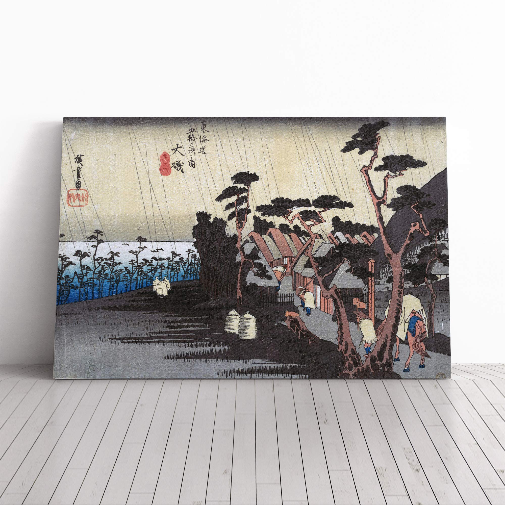 Hiroshige Japanese Oriental (1) Canvas Print | Gallery Wrapped 30mm Frame Wall Art | 24x16 inches | Ready to Hang | Asian Picture | Living Room Bedroom Lounge Office