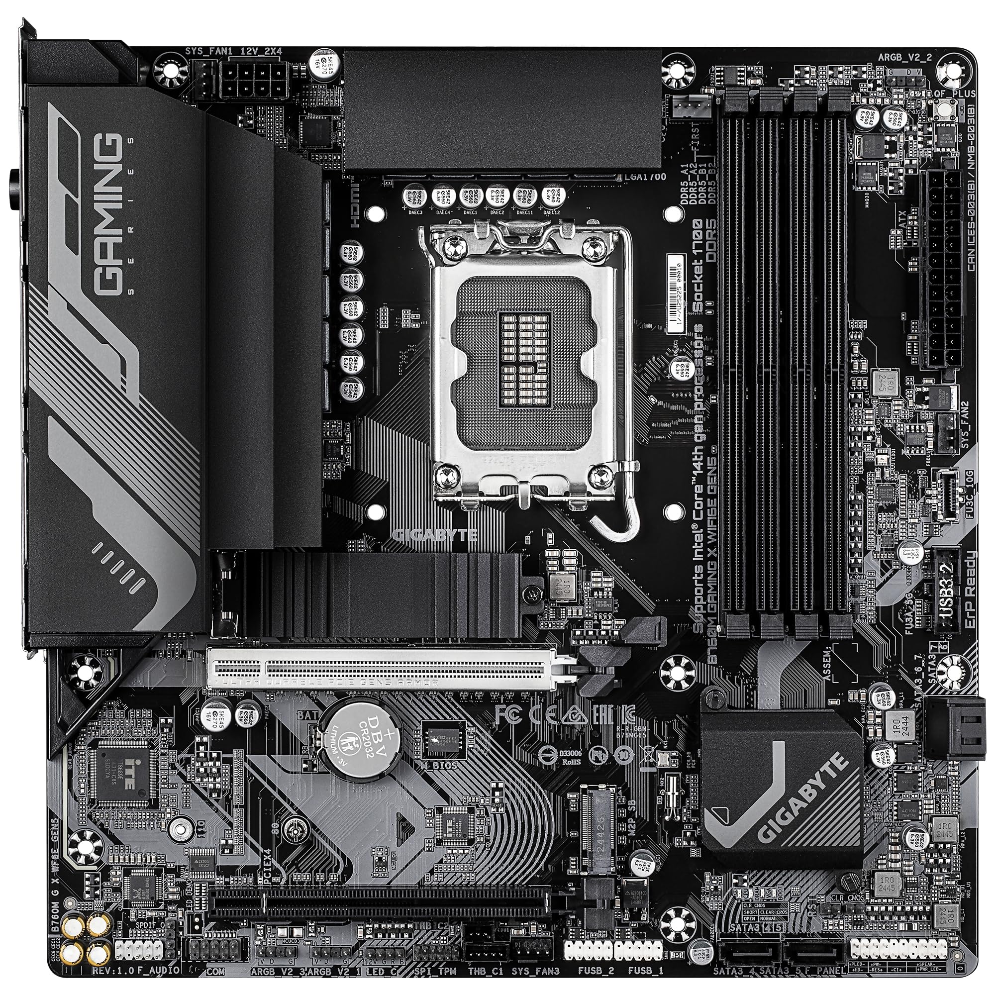 GIGABYTE B760M GAMING X WIFI6E GEN5 Scheda Madre – Supporta processori Intel Core di 14a generazione, VRM a 8+1+1 fasi, fino a 5600 MHz DDR5, 2 x M.2 PCIe 4.0, Wi-Fi 6E, LAN 2.5 GbE, USB 3.2 Gen 1