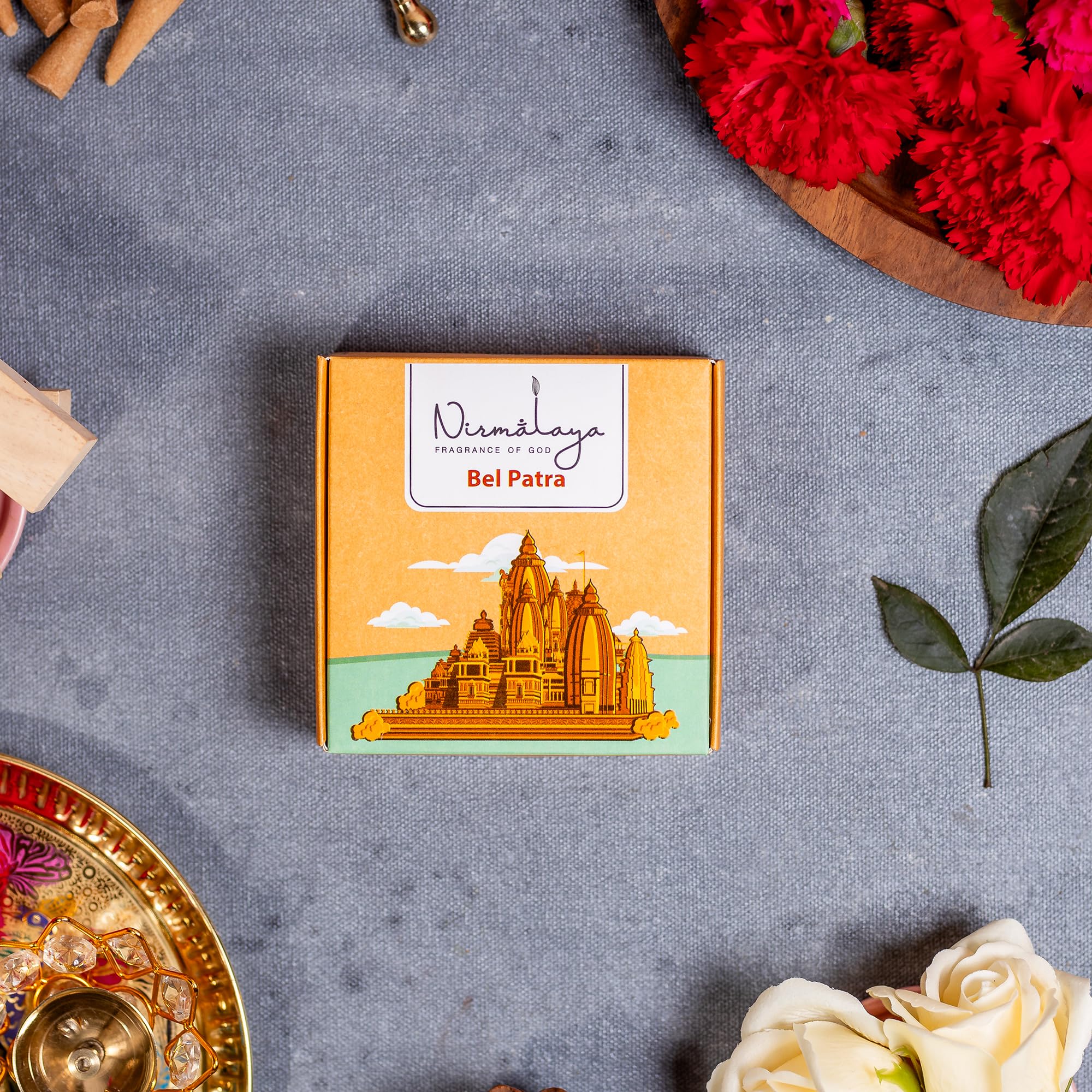 Nirmalaya Bel-Patra Incense Cones | Incense Cones for Pooja Recycled Flowers | Organic Dhoop Cones (40 Units)