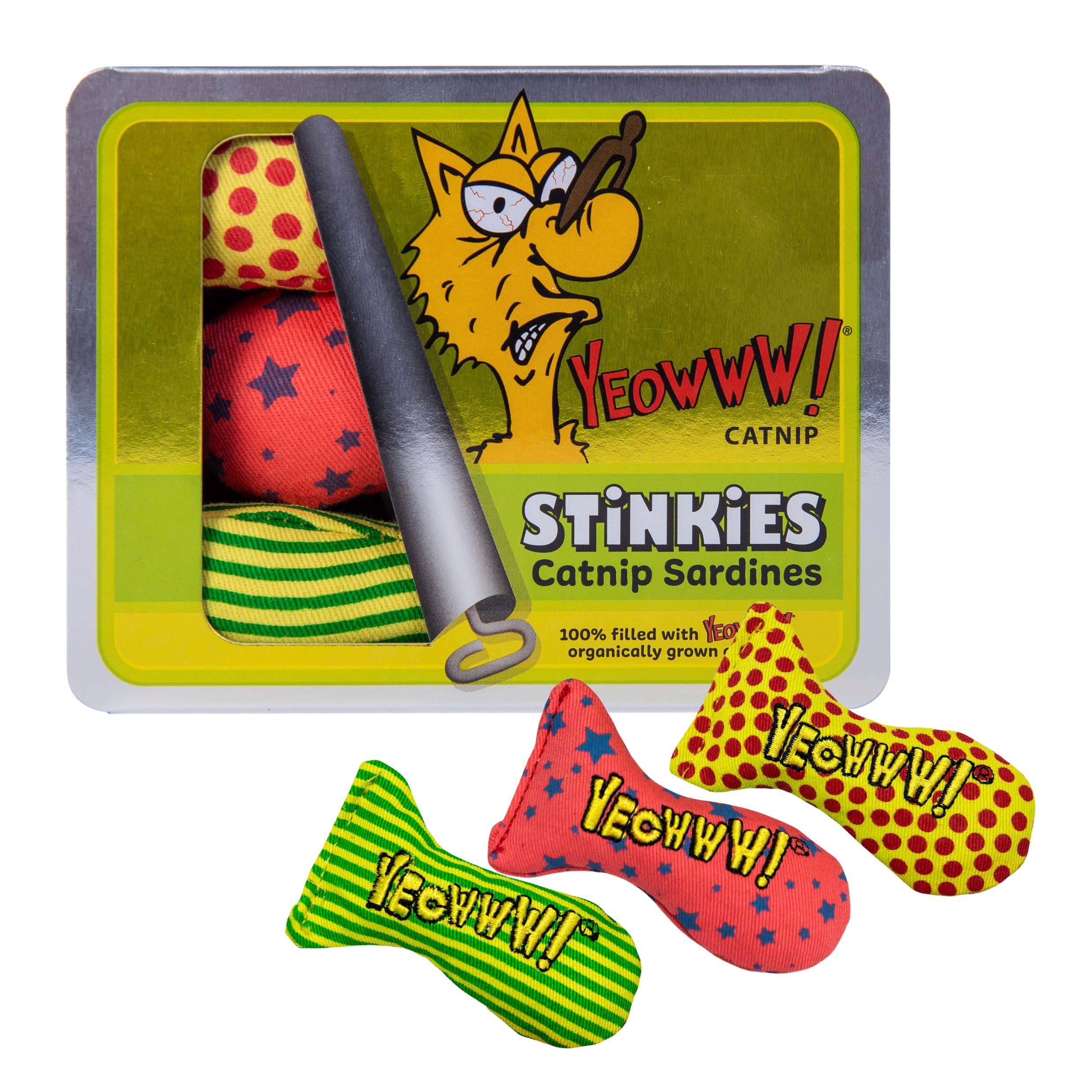 Yeowww Yeowww! Catnip Stinkies Cat Toy - Assorted - Tin Of Size 3