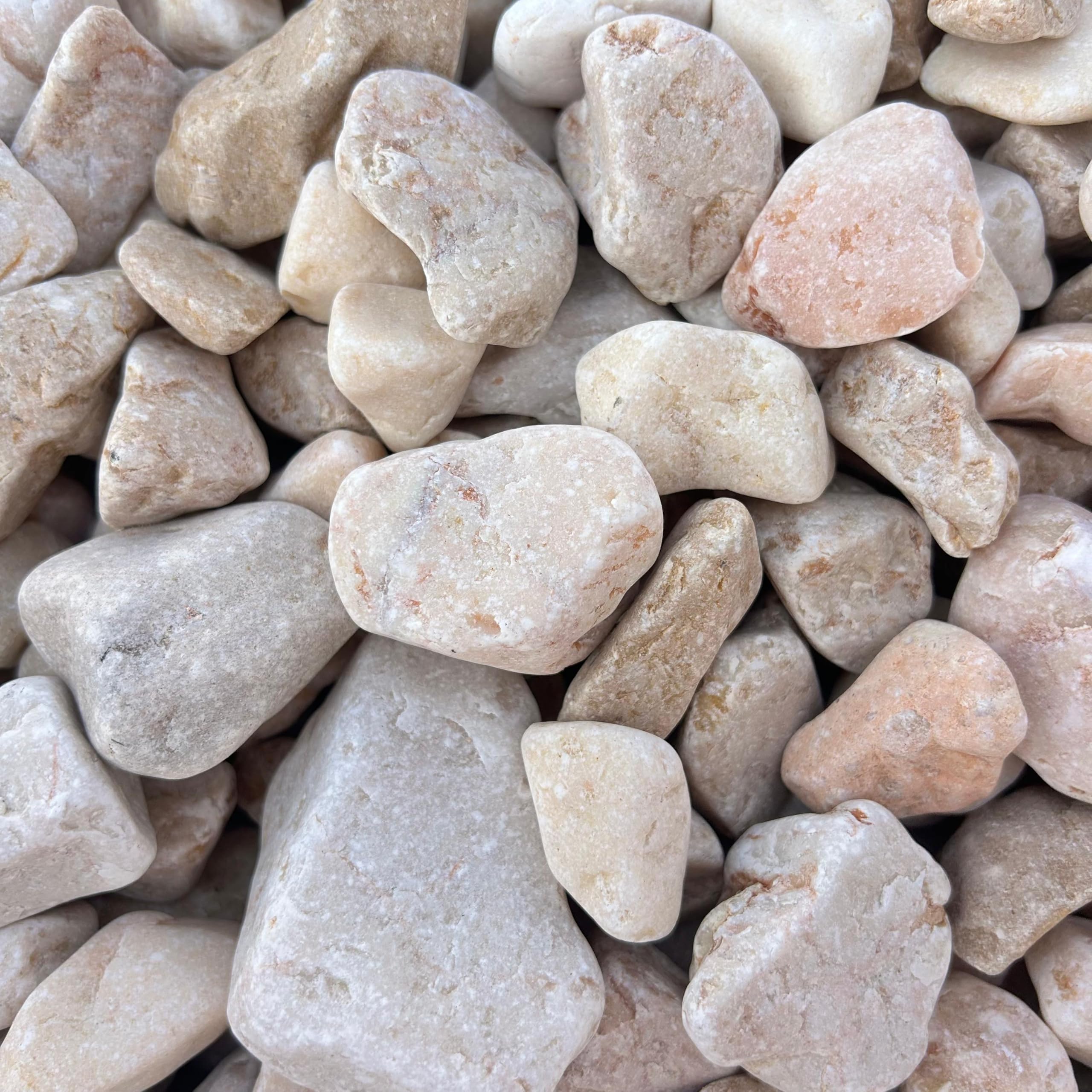 Piedra mármol Canto rodado Color Rosa, Piedra Decorativa para Jardin, Espacios Exteriores y Intriores/Paisajismo, Jardineras y Macetas/Terrazas y Patios/ 100% Natural (24/40 mm 20 kg)