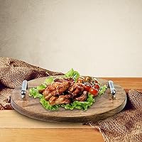 Vista 2 de Bandeja rústica para servir alimentos, bandeja de madera con asas, bandeja otomana de 13 pulgadas para sala de estar, desayuno, fiesta, mesa