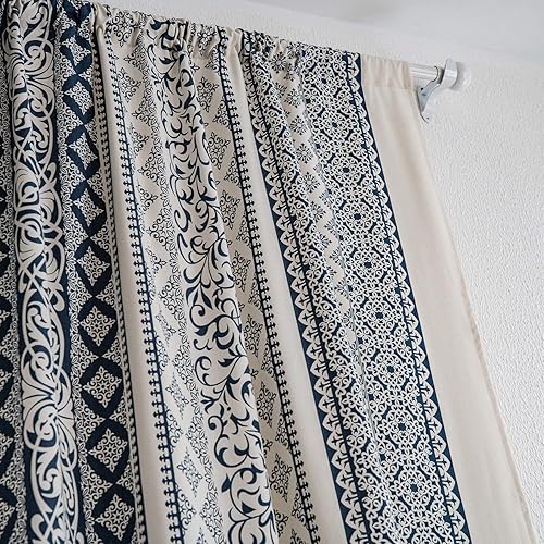 Miniatura 4 de VOGOL Cortinas bohemias con estampado geométrico, 59 x 63 pulgadas, filtrado de luz, lino y algodón, cortinas decorativas para ventana para sala de
