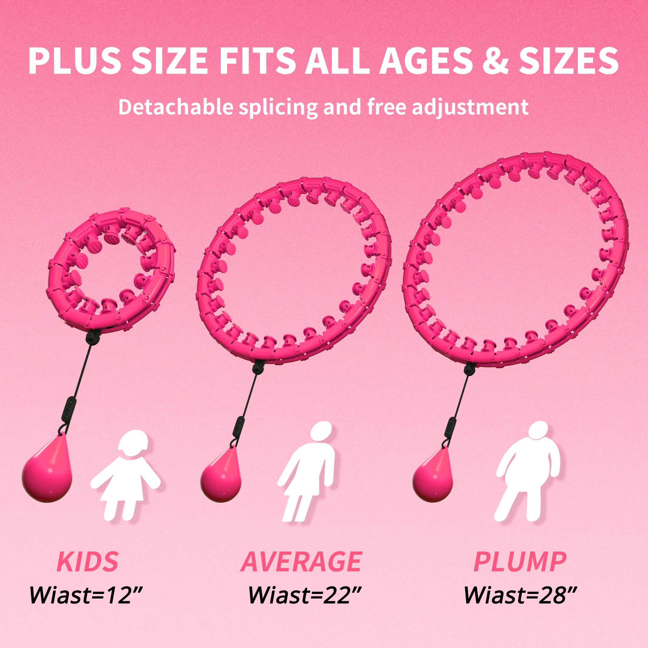 Cerceau lesté Infinity Fitness pour perte de poids adulte, cerceau intelligent 2 en 1 avec 28 maillons (133 cm), cerceau d'exercice adapté pour les femmes et les débutants
