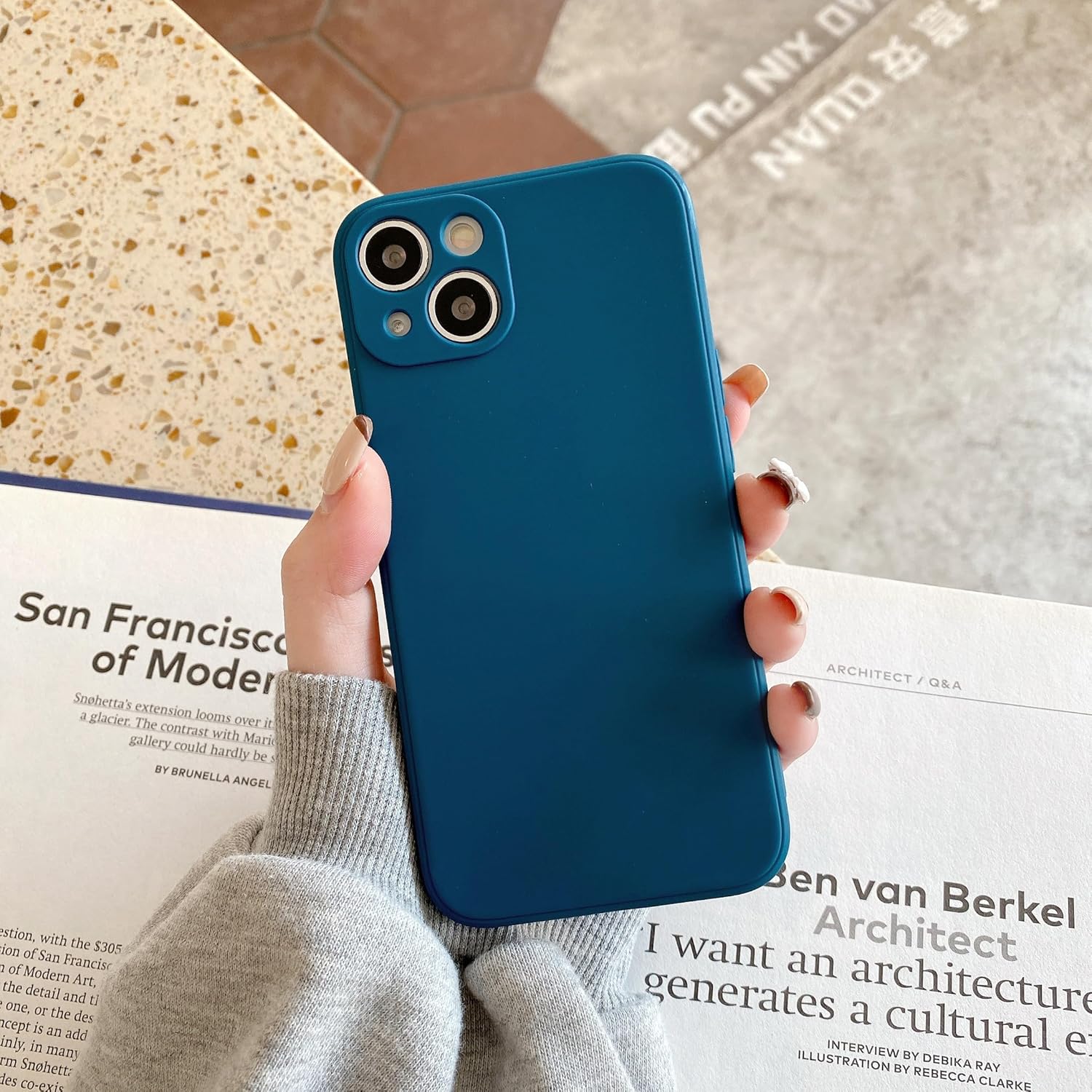 Compatible with iPhone 15 Case, Slim Fit Lightweight Upgraded Silicone with [Camera Protection] [Square Edges] Protective Case for iPhone 15 w/ 6.1" Display 2023 - Navy Blue