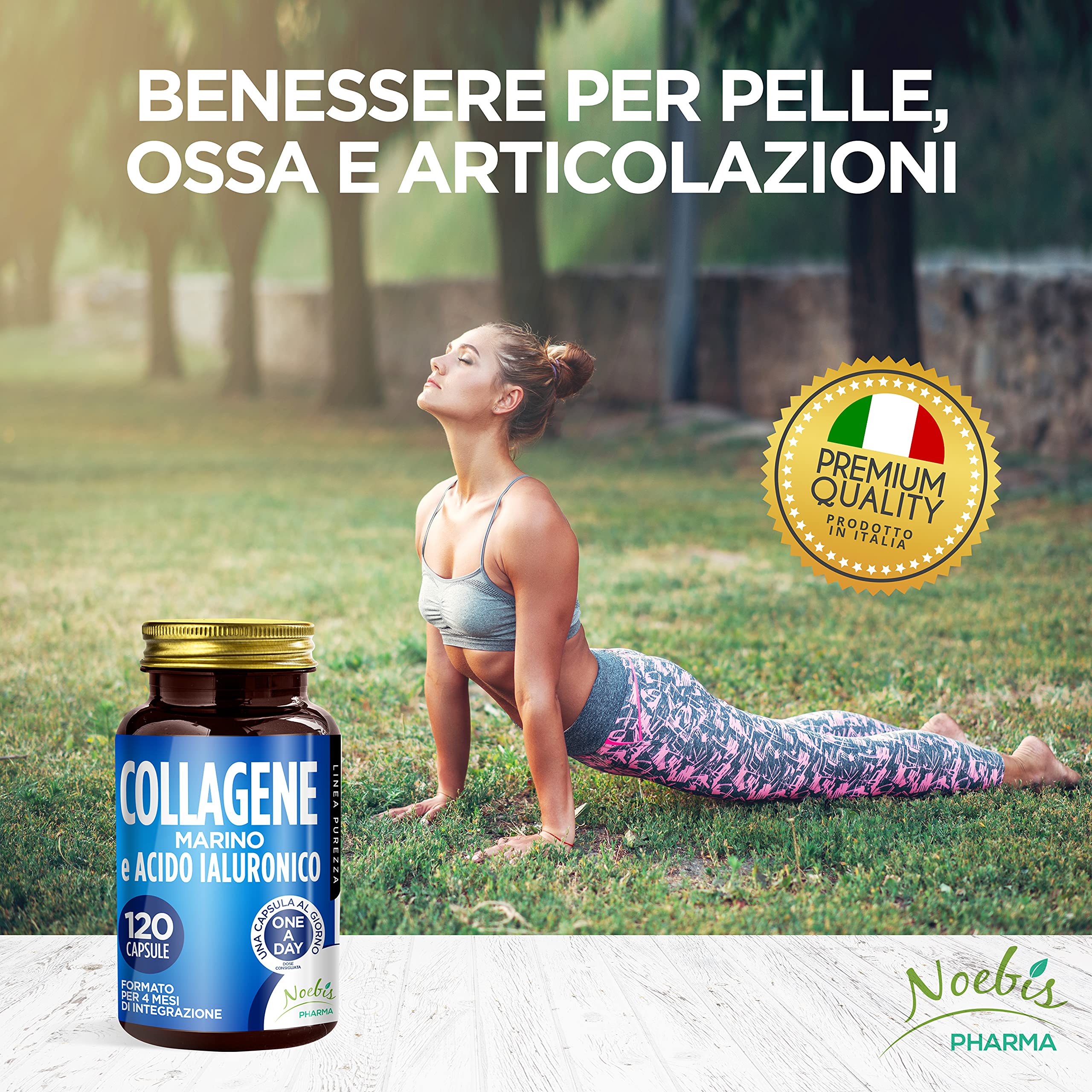 Collagene Marino e Acido Ialuronico: Integratore per Pelle, Ossa e Articolazioni | 120 Capsule - 4 Mesi di Fornitura