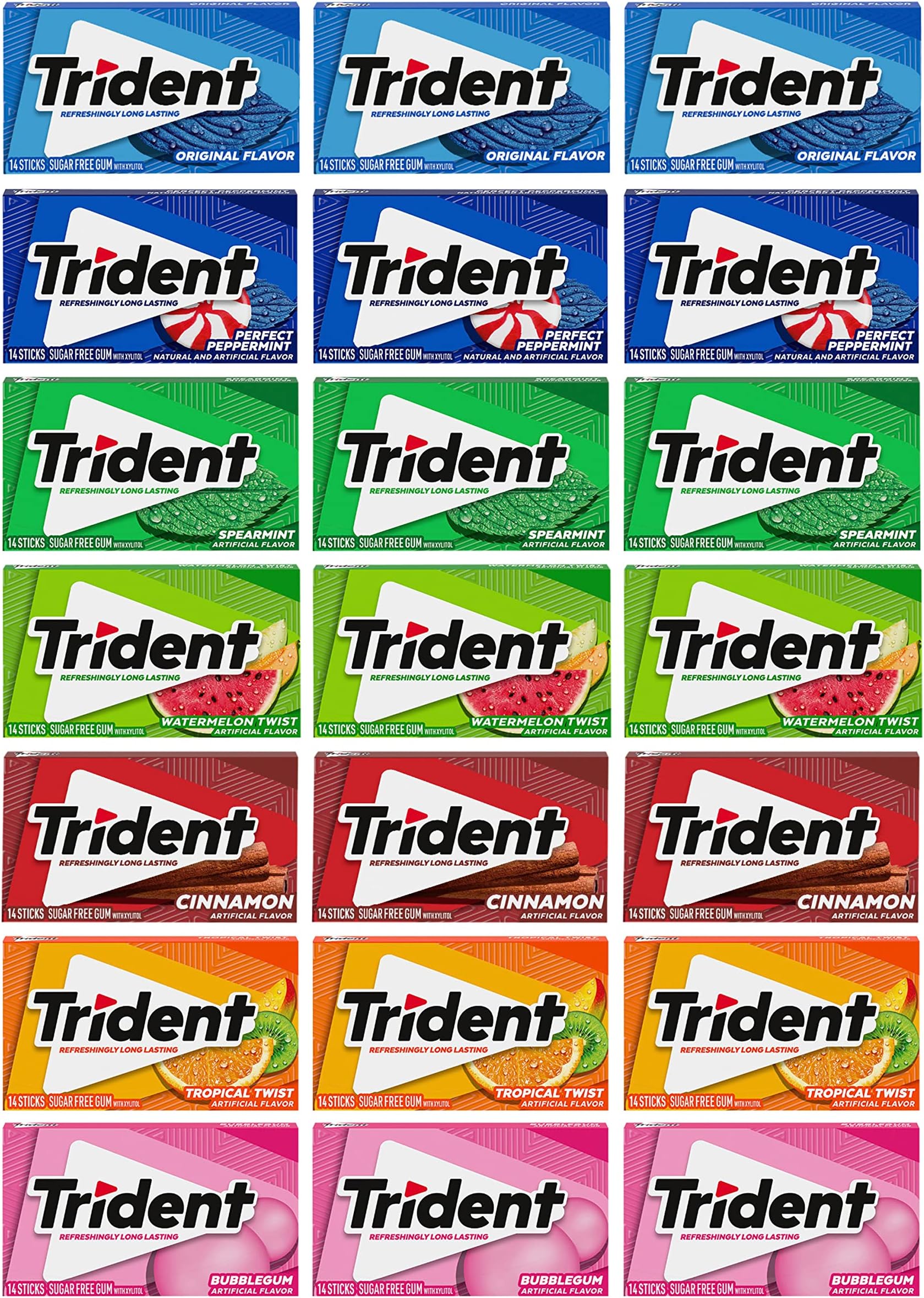 Sugar-Free Chewing Gum Variety Pack Candy, Assorted Flavors, 21 Packs of 14 Pieces (294 Total Pieces)