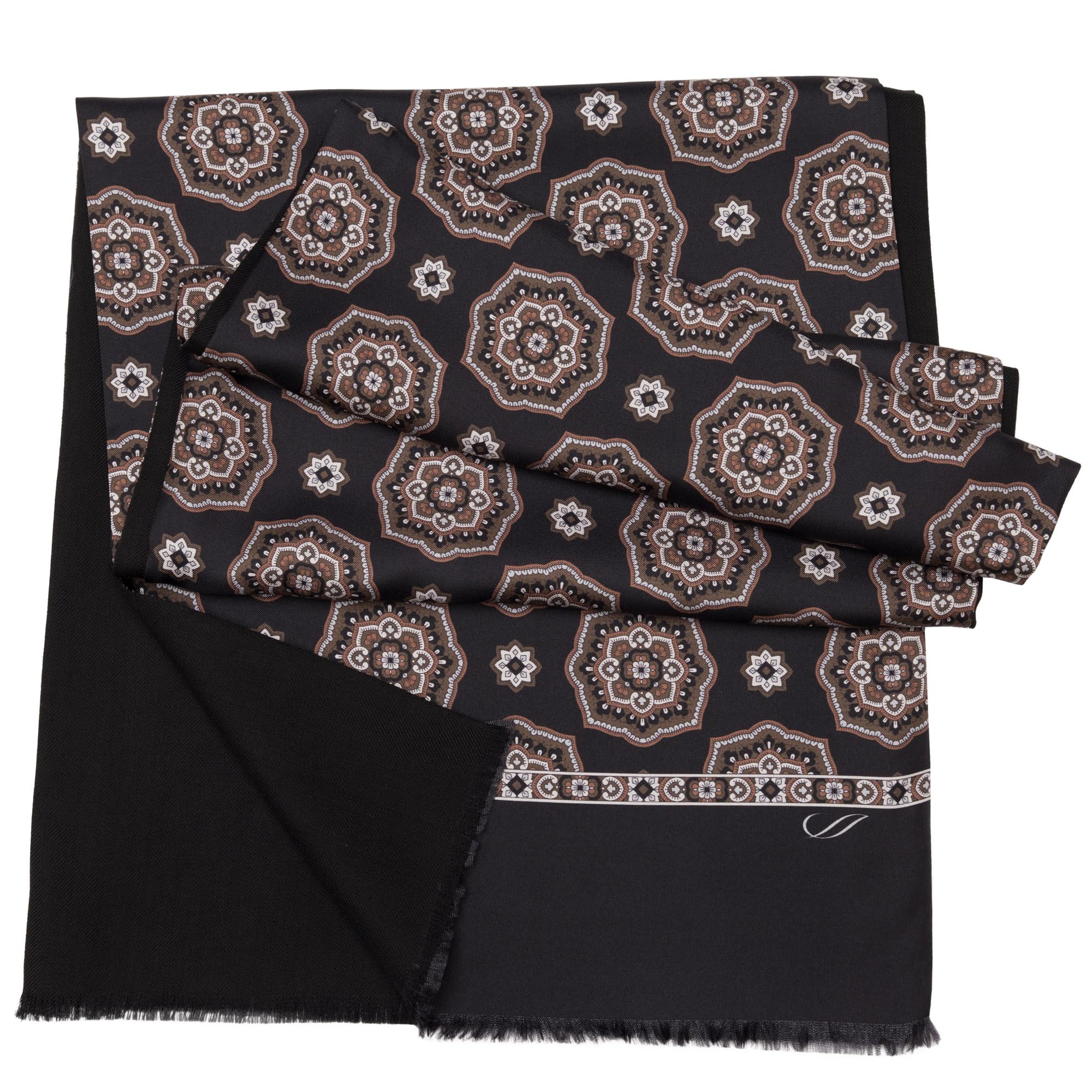 Men's Handmade Italian Silk Wool Scarves - Wool Backed Silk - Reversible