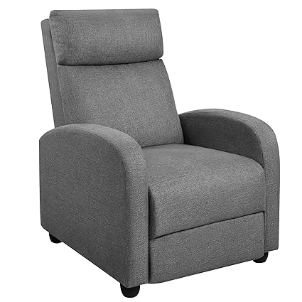 Rankok Fabric Recliner Chair Adjustable Modern Recliner For Living Room Single Home Theater Recliner Sofa For Adults With Thickened Sponge Seat Backrest (Dark Gray)