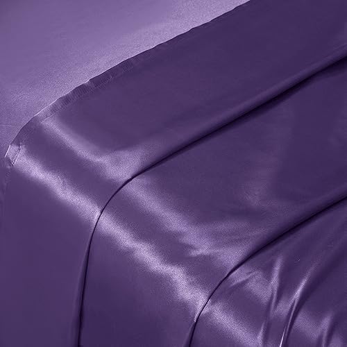 Miniatura 5 de PraySummer - Juego de sábanas de satén de lujo juego de sábanas suaves y sedosas con 1 sábana bajera de bolsillo profundo 1 sábana encimera 2 fundas