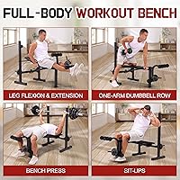 Vista 4 de OPPSDECOR Multi-Function Weight Bench Set with Squat Rack Leg Extension & Leg Curl Adjustable Workout Bench for Full Body Fitness Foldable