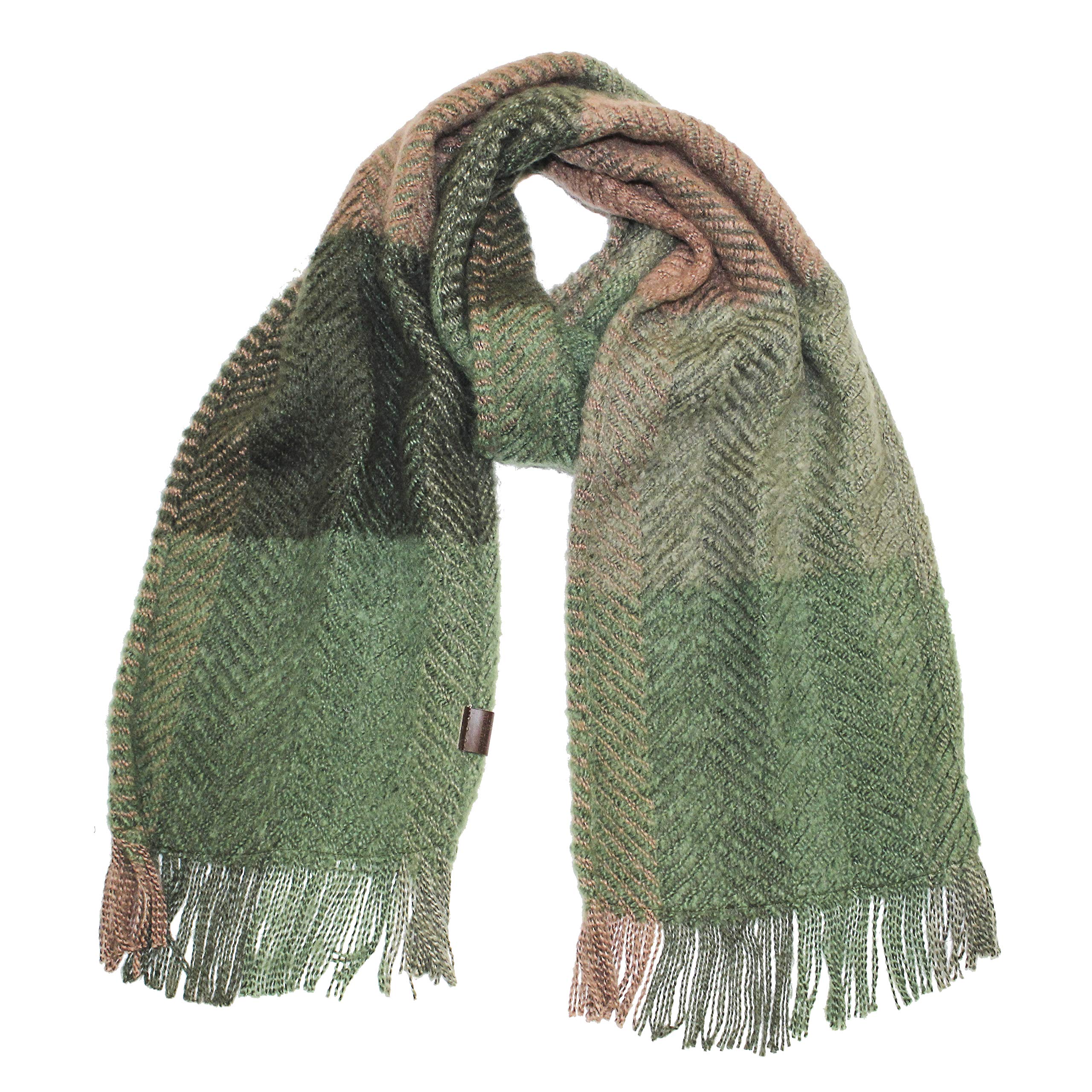 Heritage Traditions Herringbone Tweed Large Scarf (Green)